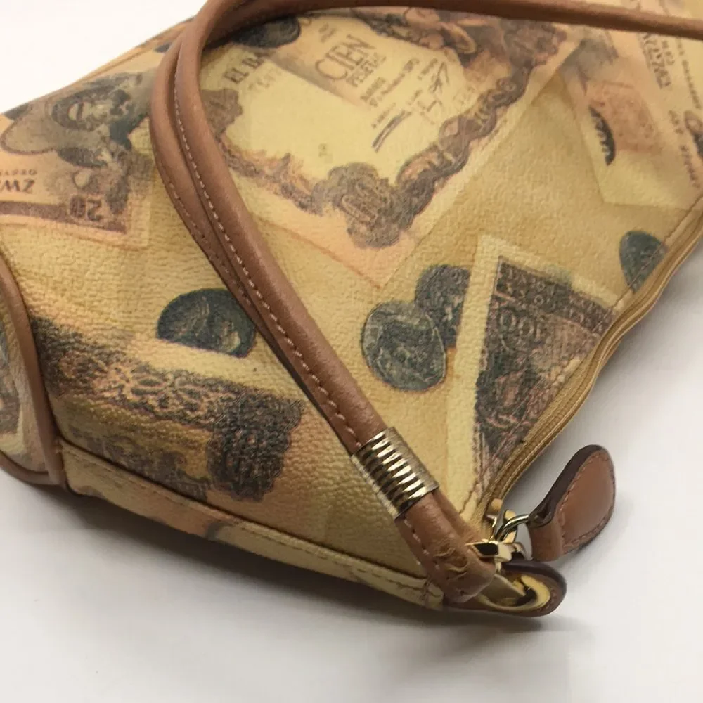 Roccobarocco Italian Coated Canvas Y2K bag with currency print